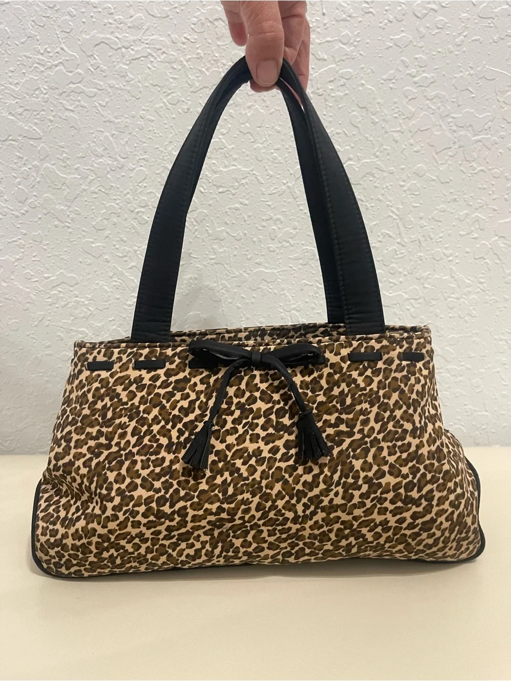 Liz Claiborne Leopard Print Shoulder Bag with Black Handles
